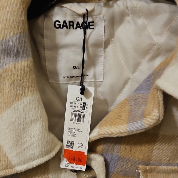 Garage Plaid Shacket in Cream and Tan - Picture 4 of 4